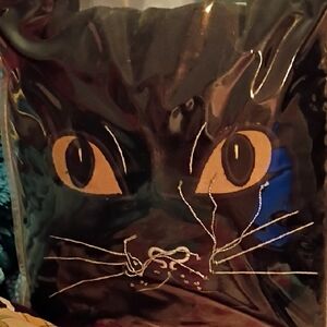 Black Cat Pillow Black Velvet